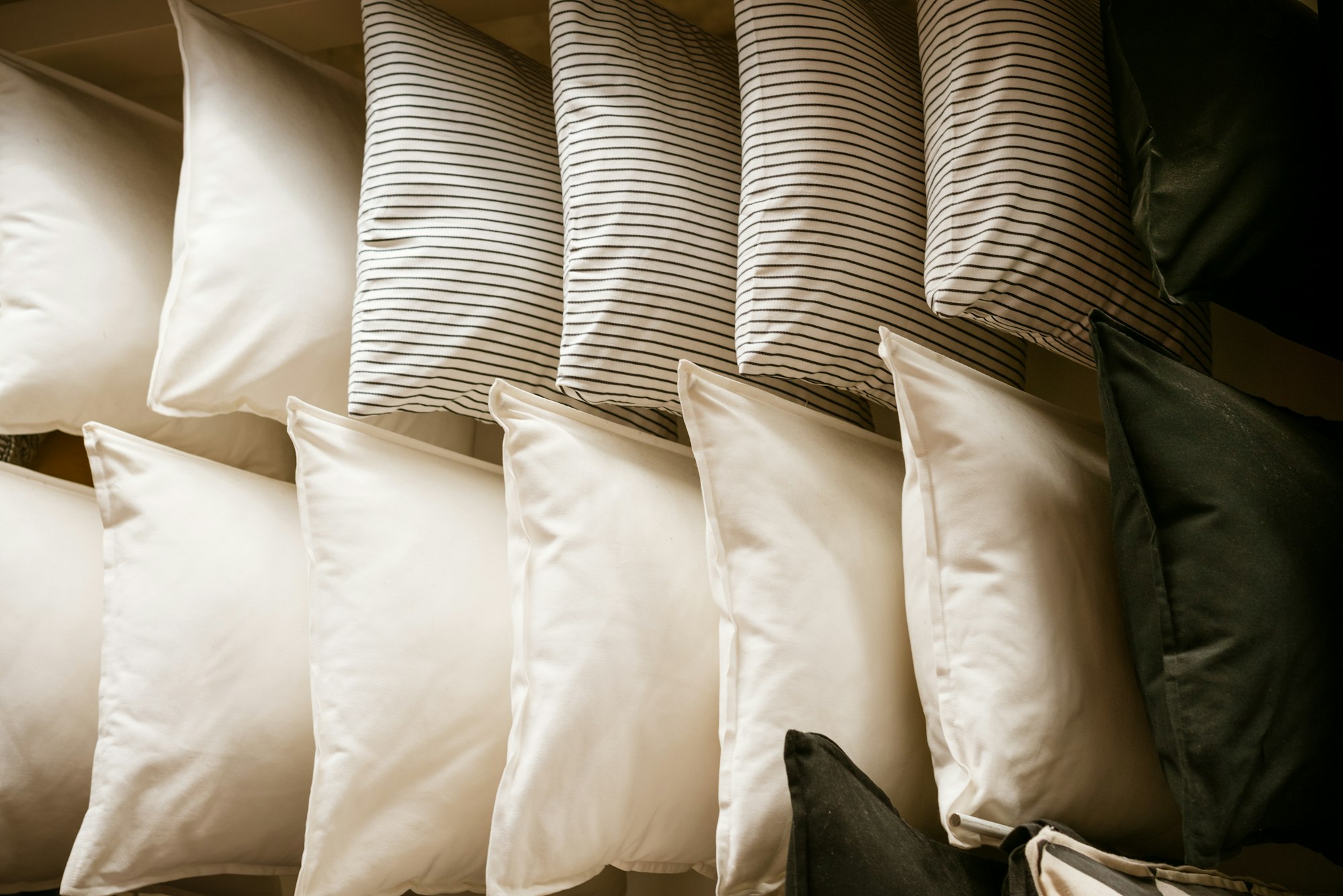 light pillows in row close-up in the store