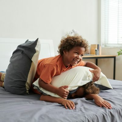 Brothers Fighting with Pillows